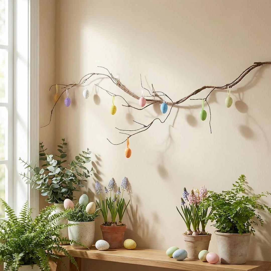 70 inch Easter Artificial Bendable Egg Tree Trunk for Home Indoor Outdoor Spring Mantel wall Porch Party Kitchen Easter Egg Office Garland Hanging Mantel Decorations
