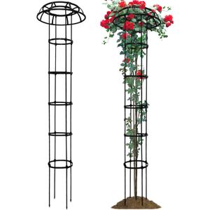 1 Pack Umbrella Trellis for Climbing Plants, 76 Inch Tall Adjustable Plant Support for Outdoor Indoor Garden, Sturdy Metal Core with Plastic Coating, Black