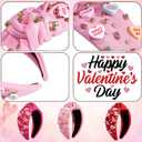 2 Pack Valentines Day Headbands for Women Girls Knot Jeweled Rhinestone Hair Accessories Pink Red Heart Clothes Outfit Gifts