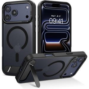 2 x BENTOBEN Magnetic for iPhone 17 Pro Max Case with Invisible Stand [Compatible with Magsafe] Translucent Matte Phone Case for 17 Pro Max Slim Kickstand Shockproof Women Men Cases Cover, Black