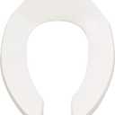 American Standard 5901100.020 Commercial Elongated Open Front Toilet Seat with Stainless Steel Hinge, 1.00 in Wide x 14.38 in Tall x 18.56 in Deep, White Pack Of 2