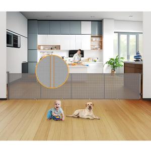 Uamector 200-Inch Extra Wide Retractable Baby Gate & Dog Gate, Reinforced Mesh Safety Gate Adjustable for Large Openings - Stairs, Doorways, Hallways - Indoor/Outdoor Use (Gray)