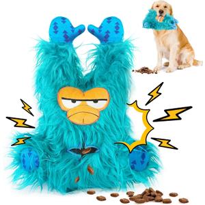 Interactive Monster Dog Chew Toys to Keep Them Busy  Enrichment Squeaky Treat Dispensing Chew Dog Toys for Boredom and Stimulating, Tough Plush Dogs Toy for Large Medium Dogs (A-Green)