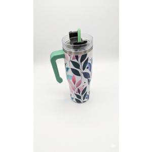 Hydrapeak Voyager 25 Oz Stainless Steel Tumbler with Handle, Insulated Water Bottle With Straw & Lid, Cupholder Friendly Reusable Travel Mug (Floral)