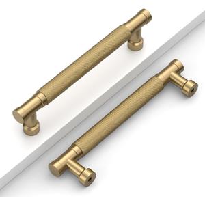10 Pack 5''(128mm) Champagne Bronze Knurled Cabinet Handles Kitchen Champagne Pulls for Cabinets Drawer Pulls Dresser Hardware for Cupboard Bathroom