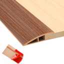Floor Transition Strip, Self Adhesive Door Threshold for Doorway, Carpet Edging Trim Strip Vinyl Overlap Edge Reducer for Carpet, Tile, Threshold Ramp (1/5" to 2/5", Light Brown Wood Grain, 3.3FT)