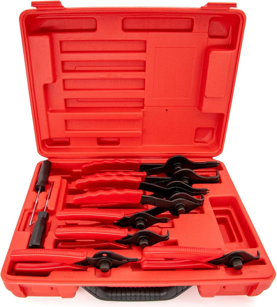 Snap Ring Pliers Set, .038in - .09in for Automobiles Lawnmowers and Farm Equipment Retaining Snap Ring and Circlip Removal Tools Straight & Bent Retaining Ring Pliers w/Hook & Pick