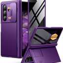 BERFY for Z Fold 7 Case with Privacy Screen Protector, [Anti Spy]Hidden Kickstand & Slide Camera Cover & Hinge Protective, Full Body Shockproof Slim Hard Phone Case for Samsung Galaxy Z Fold 7, Purple