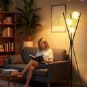 Lightdot 60IN Dimmable Black Tripod Floor Lamp, Mid Century Standing Lamps with 3 Globe Soft Warm White Eye Care 3000K Bulbs Included, Modern Tall Lamp for Living Room Bedroom