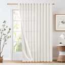 jinchan Extra Wide Sliding Door Curtain 84 Inch Length with Privacy Lining White Linen Lined Curtains for Patio Door Living Room Bedroom Home Office Light Filtering Drapes 100 Inches Wide 1 Panel