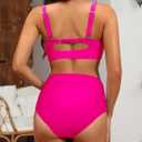 Amy Babe Women's Twist Front Modest Large Bust Swimsuit Padded High Waisted Ruched Bikini Set Two Piece Bathing Suit Rose Red, US Small