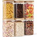 Glass Food Storage Jars 6-Pack 37oz - 4x6 in-Clear Glass Food Canisters with Bamboo Lid Airtight For Serving Tea, Coffee, Flour, Sugar, Candy, Cookie, Spice and More shutiao