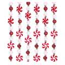 16 Feet Christmas Candy Cane Garland Decor for Christmas Tree Red White Xmas Peppermint Ornaments Xmas Bead Ball Lollipop Wreaths Hanging Ornament for Holiday Party Fireplace Fence Home Decor