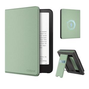 CoBak Wireless Charge Stand Case for 7" Kindle Paperwhite 12th Gen 2024 and Kindle Colorsoft with Hand Strap - Compatible with iPhone MagSafe, for Samsung/Anker Wireless Charging Pads, Auto Sleep Wake