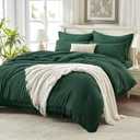Andency Oversized King Comforter Set Dark Emerald Green 120x98-7 Piece Boho Tassel Bed in a Bag Soft Lightweight Bedding Set, Fringe All Season Bed Set with Comforter, Sheets, Pillowcases & Shams
