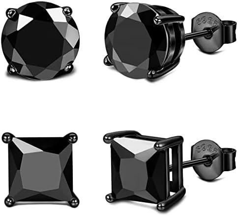 Milacolato Cubic Zirconia Stud Earrings for Women Men | 18K White Gold Plated Sterling Silver Stud Earrings | Brilliant Cut Simulated Diamond Stud Earrings for Sensitive Ears | 2Pairs