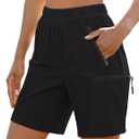 luvamia Hiking Shorts for Women Cargo Pull On Elastic Waist Lightweight Quick Dry Summer Sport Golf 7 Inch Inseam Shorts, XL