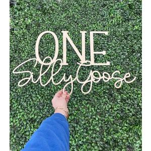 Wooden ONE Silly Goose Sign for Backdrop - First Goose Birthday Decorations for Girl Boys Gender Reveal Sign Party Photo Props, Balloon Arch, Backdrop