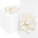 50 Pack Gold Magnolia Napkins - Gold Floral Disposable Napkins - Cloth-Like Feel Dinner Paper - Vintage Heavy Duty Hand Towels for Bathroom Wedding Holiday Party Bridal Decorative Towels