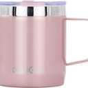Drinco 16 oz Coffee Mug, Vacuum Insulated Camping Mug with Lid, Double Wall Stainless Steel Travel Mug Insulated Tumblers Coffee Mugs Coffee Cups Tea Cup (14oz Bling Rose Gold)