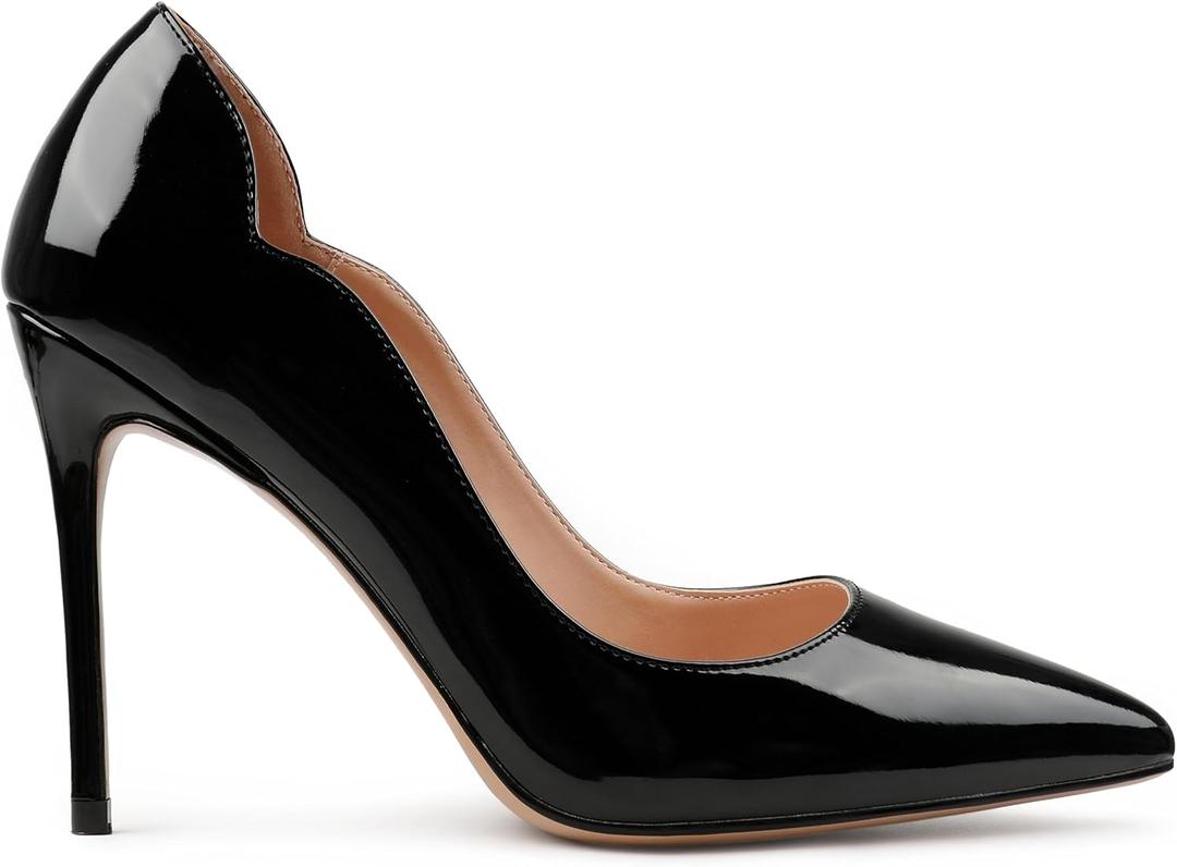 COLETER Women's 4 Inch Pumps Pointy Toe Wedding Dress Shoes Slip on Stiletto Pumps (8.5, 02 Black)