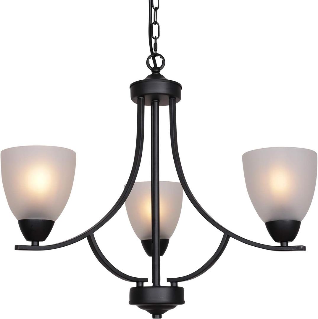 3 Light Shaded Contemporary Chandeliers with Alabaster Glass Black Rustic Light Fixtures Ceiling Hanging Mid Century Modern Pendant Lighting for Bed Room Dining Room Foyer Living Room