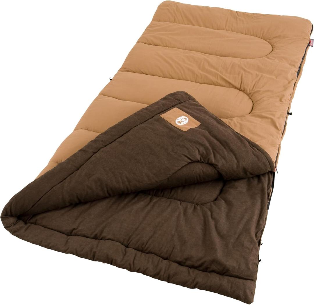 Coleman Dunnock 20F Big n Tall Sleeping Bag, Cold-Weather Sleeping Bag Fits Adults up to 6ft 4in, Machine Washable, Flannel Liner