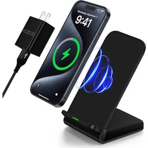 Samsung Wireless Charger Fast Charging Stand Desk Phone Charger Stand Android Charging Station for Samsung Galaxy S24 Ultra S24+ S24 S23 FE S22 S21 S20 S10 S9 S8,iPhone 15 Pro Max Plus 14 with Adapter