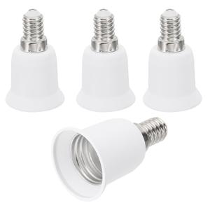 PATIKIL E14 to E26/E27 Light Socket Adapter, 4pcs Lamp Holder Convert Screw Base Converter for Halogen CFL Light Bulb, White