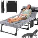 MOPHOTO Folding Lounge Chair 5-Position, Folding Cot, Portable Outdoor Chaise Lounge Chair for Sun Tanning, Perfect for Pool Beach Patio Sunbathing