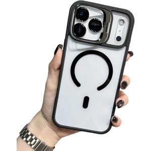 Casechics Compatible with iPhone Case,Clear Camera Lens Bracket Magnetic Case for iPhone, Compatible with MagSafe Wireless Charging (iPhone 14 Pro,Black)