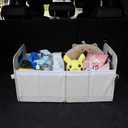 Car Trunk Organizer With Soft Cover and Storage Bin Essentials Collapsible Organization Accessories for SUV/Sedan Beige