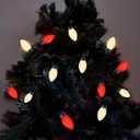 C7 LED Red and White Christmas Lights, 25Ft Outdoor Christmas String Lights with 27 LED Red and White Plastic Bulbs, Vintage Christmas Light for Outside Patio Christmas Tree Cafe Party House Decor