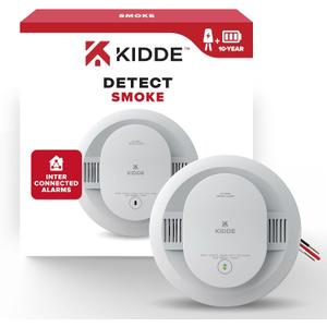 Kidde, 20SA10, Hardwired Smoke Detector, 10-Year Battery Backup, Interconnectable, LED Warning Light Indicators (White)