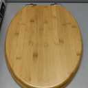 Angol Shiold ELONGATED Bamboo Wood Toilet Seat Soft Close Zinc Alloy Strong Hinges, Light, Easy to Install & Clean, Up to 400 lbs (Elongated 18.5", Natural Bamboo)