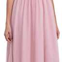 Women's Elegant Sleeveless Deep V Neck Mesh Ruffle Long Formal Party Evening Dress (S)