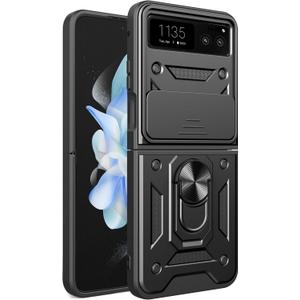 Compatible with Motorola Razr 2023 Bracket Shell,with Slide Camera Lens Cover Compatible with Motorola Razr 40 5G 2023 XT2323-1 XT2323-3 XT2323-4 XT2323-7 Case Black