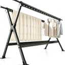53-93 Inches Heavy Duty Outdoor Clothes Drying Rack, Aluminum Alloy & Carbon Steel Laundry Rack, 38 Windproof Hanging Holes & 4 Telescopic Hanging Rods, Large