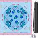 Hedaxynzr Blue Mahjong Mat 31.5" x 31.5" with American Mahjong Rules, Ships Rolled, Wrinkle-Free, Non-Slip Rubber Backing, Noise Reducing Game Table Mat with Carry Bag & Dice, Elegant Peacock Floral (2-Pack)