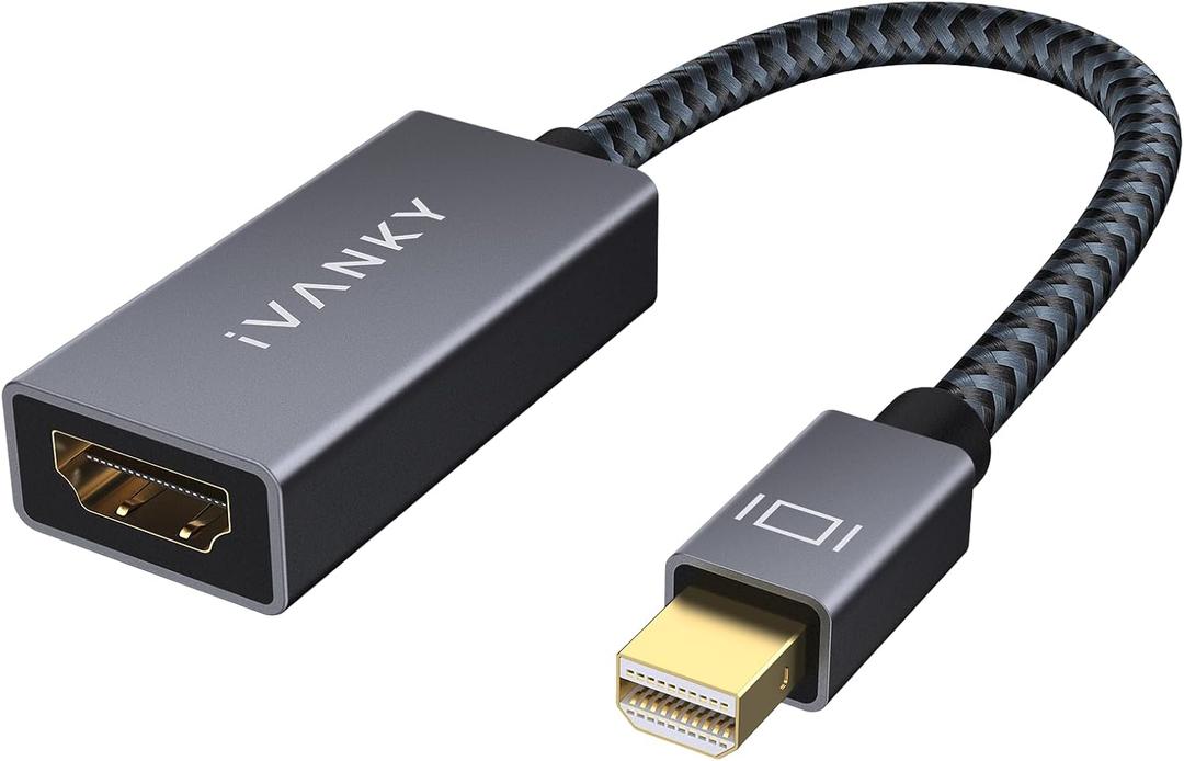 IVANKY Mini DisplayPort to HDMI Adapter, Mini DP(Thunderbolt) to HDMI Adapter, Gold-Plated Braided,Thunderbolt 2 to HDMI Compatible with MacBook Air/Pro, Microsoft Surface Pro/Dock, Monitor, Projector (1 Pack-Grey)