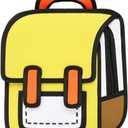 Kids Kawaii Backpack for Boys Girls Cute Toddler 2D Cartoon Comic Paper Jump Bookbag Fun Weird School Schoolbag (Yellow, Large)