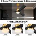 60 inch Smart Ceiling Fan with Lights,Outdoor Ceiling Fan 3 Wood Blades Compatible with Alexa/Gg Voice Control&App&Remote,Quiet DC Motor for Covered Patio Porch Bedroom,Black and Gold