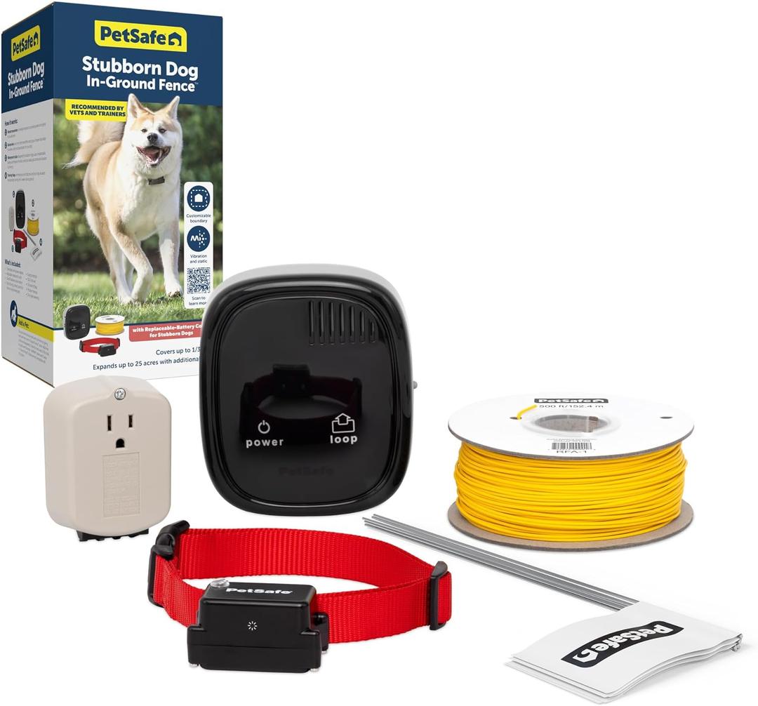 PetSafe Stubborn Dog In-Ground Pet Fence for Hard-to-Train Pets - Great for Hearing-Impaired Dogs - Covers 1/3-Acre Yard - Expandable up to 25 Acres - from the Parent Company of Invisible Fence Brand