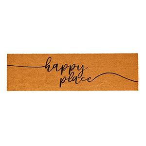 Juvale Natural Coco Coir Large Door Mat, Happy Place Long Outdoor Rug (17 x 60 in)