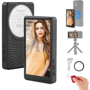 NEEWER Basics 4" Magnetic Vlog Selfie Monitor Screen, Wireless Phone Back Camera Monitor with Remote/1500mAh for YouTube TikTok, NOT Compatible with iPhone 17 Google Phone/4K Video Recording, M4B