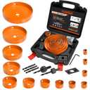 Luckyway Hole Saw Kit Pro, 22PCS Hole Saw Set with 3/4"-6"(19-152mm) 13PCS Hole Saws, Double-Ground Teeth for Clean Cutting, Ideal for Soft Wood, Plywood, Drywall, PVC