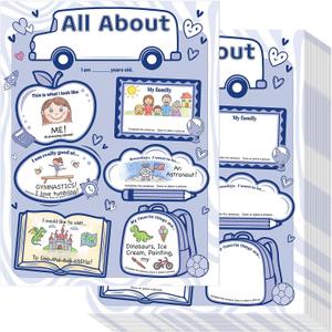 Eaasty 36 Pcs All About Me Poster Star of The Week First Day of School Poster to Fill in for School Classroom Supplies Elementary Kindergarten Students Kids Teacher Supplies