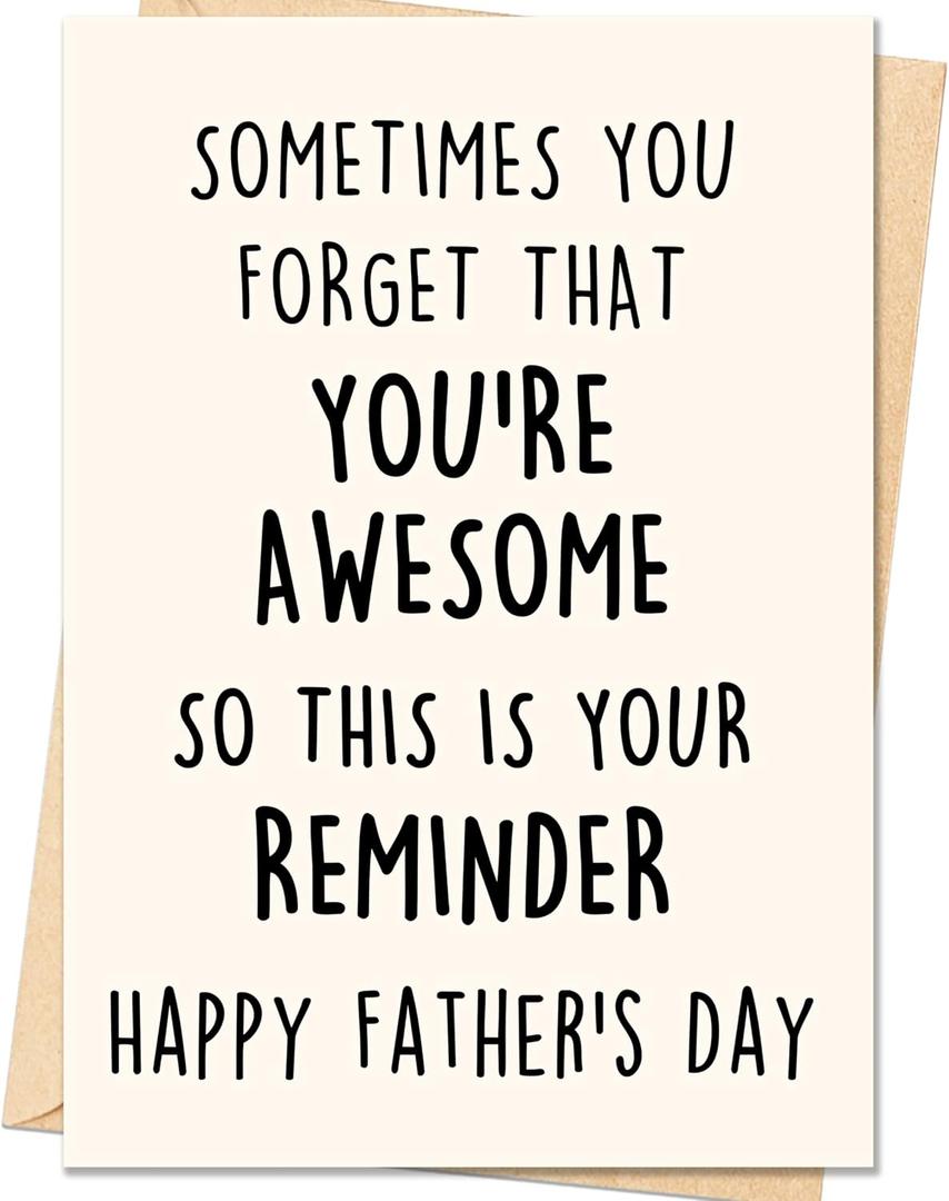 5 x Fathers Day Card, Funny Fathers Day Card Gifts Decorations for Dad from Daughter Son, Happy Father's Day Cards Gifts for Husband from Wife, Emotional Reminder Cards for Dad Husband Boyfriend