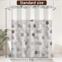 No Hook Shower Curtain with Snap in Liner, Modern Gray Hexagon Geometric Pattern with Mesh Top, Waterproof Double Layer Bathroom Decor, 71 x 74 Inch