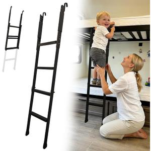 52"-64" Height Adjustable Bunk Bed Ladder, Foldable RV Bunk Ladder with 4 Wider Anti-Slip Steps, Bunk Bed Stairs Only for Dorm, Loft Bed, Camper, Trailer, Bunkhouse, Ladder for Bunk Bed Load 350 LBS